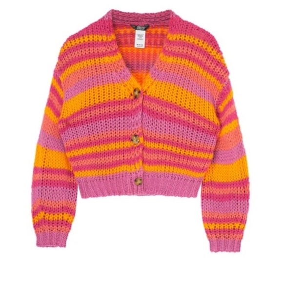Colorful Striped Girls Sweater Size Small (7/8) Orange Pink & Yellow NWOT - Picture 1 of 6